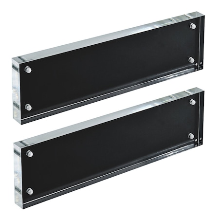 Azar Displays Black Acrylic Block with Metal Back Plate 3 in. X 11 in., 2PK 104664-BLK-2PK